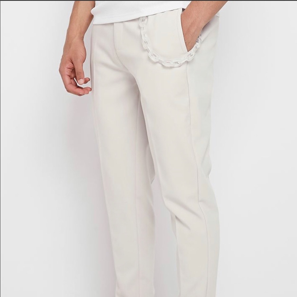 Tailored Trousers With Frosted Chain - Beige